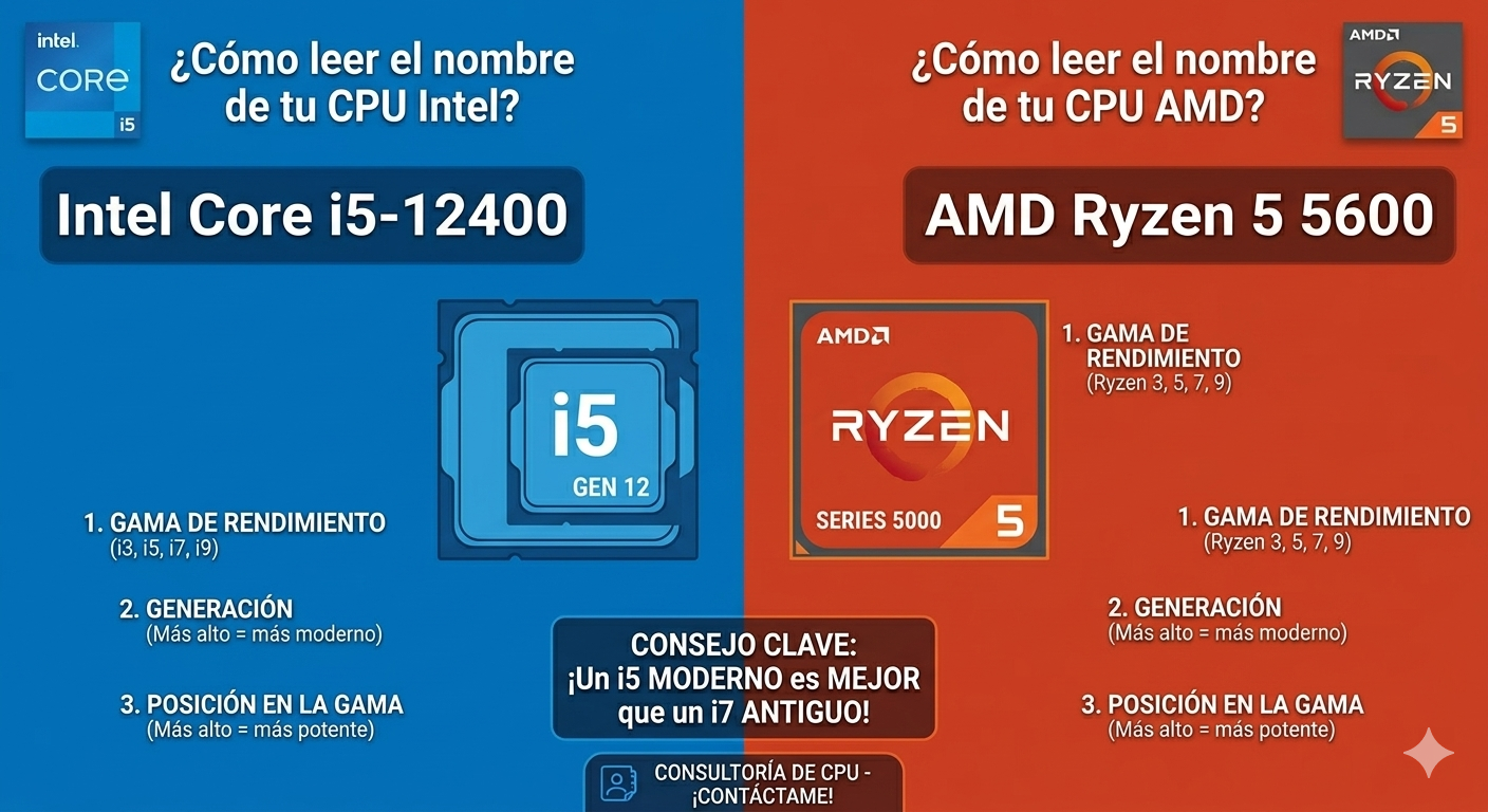 ¿Qué significan los nombres de las CPUs? (Intel y AMD)